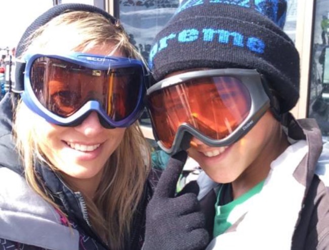 Kerry Hunter with son Cohen on a snowboarding adventure.