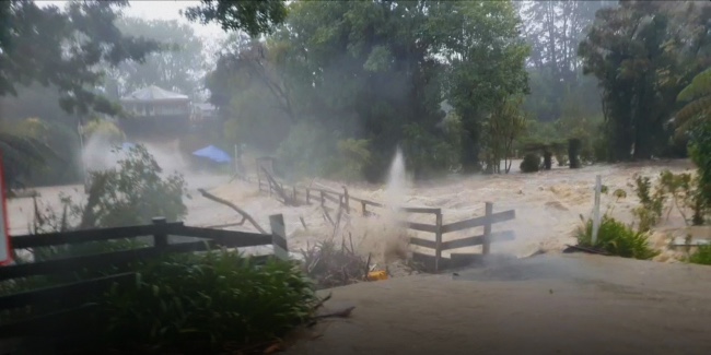 Billie's property was 1km upstream of this bridge in Mill Flat Road Riverhead that got washed away in the floods.