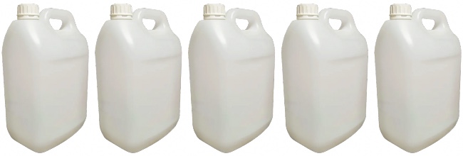 5-10 litre recycled plastic containers.