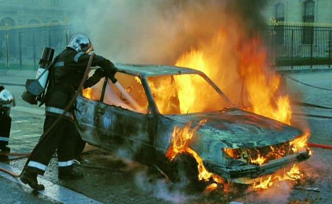 Petrol-powered cars like this one are 60x more likely to catch fire than an EV according to NTSB data.
