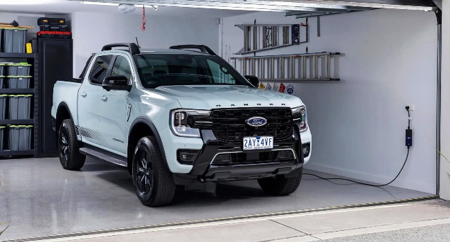 Ford Ranger hybrid plugged in and charging